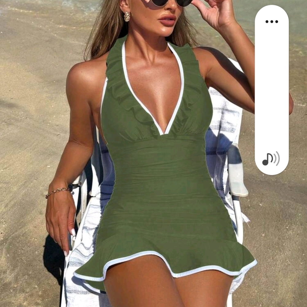 Green Halter Neck Swimsuit